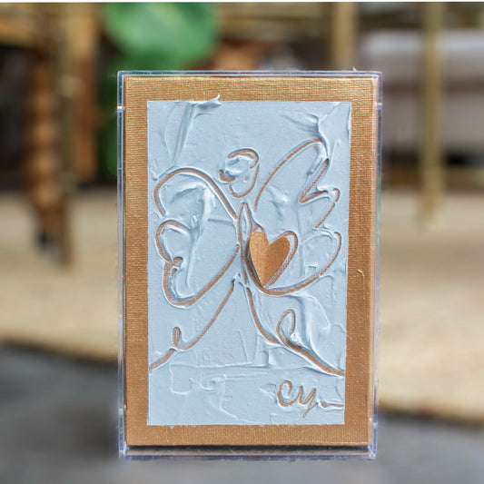Blue Gold Heart Framed in Acrylic "Angel of Hope" 5x7